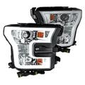 Powerhouse 15-16 Ford F150 Halo DRL LED Projector Headlights - Chrome PO3763480